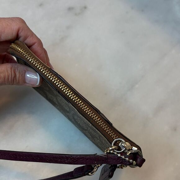 Coach Wristlet Bag Purse signature logo coated canvas striped wristlet - Picture 10 of 15